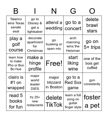 nguyen’s 2026 Bingo Card