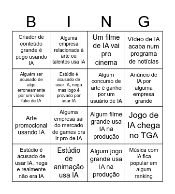 A.I. EM 2026 BINGO Card