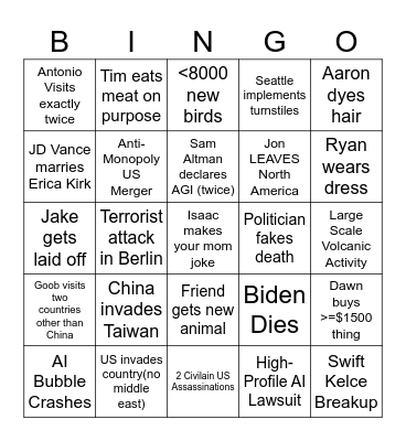2026 Bingo Card