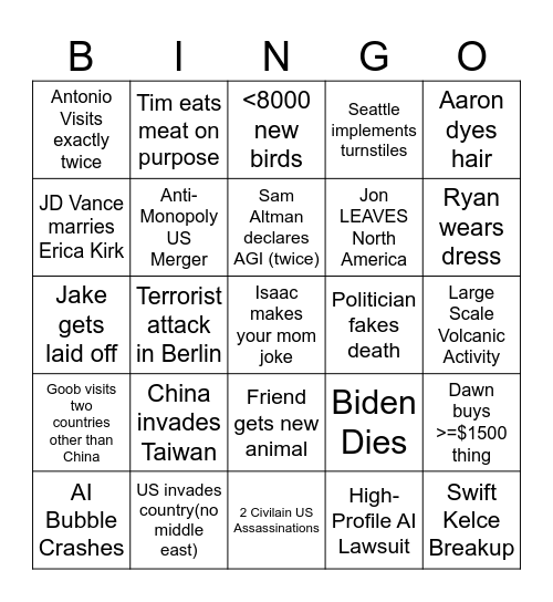 2026 Bingo Card