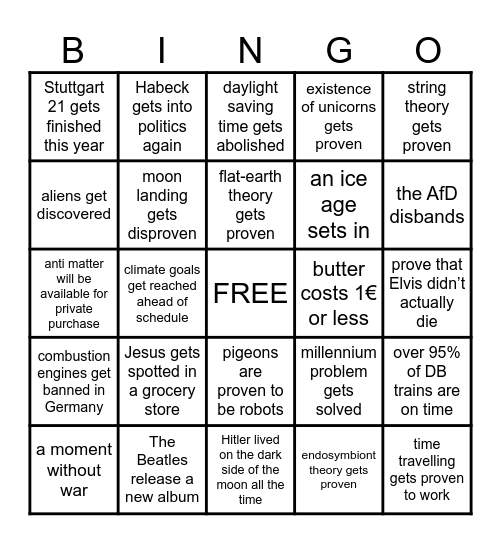 2026 Bingo Card