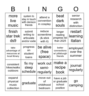 new year's resolutions 2026 Bingo Card