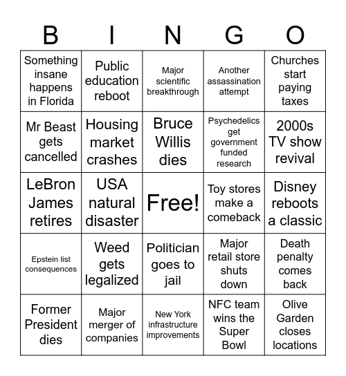 2026 Bingo Card