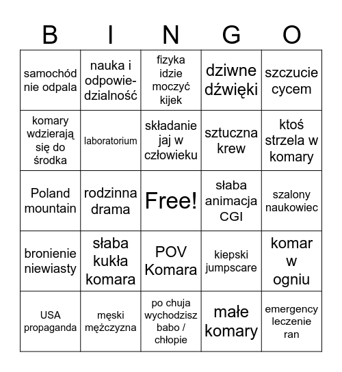 Mordercze komary Bingo Card