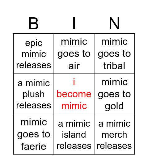 2026 Bingo Card