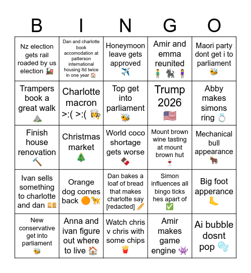 2026 Bingo Card