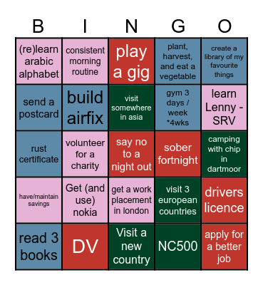 Goals! Bingo Card