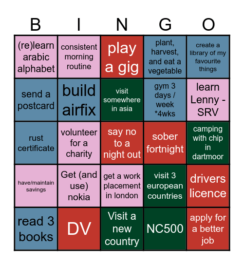 Goals! Bingo Card
