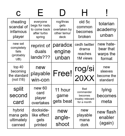 cEDH 2026! Bingo Card