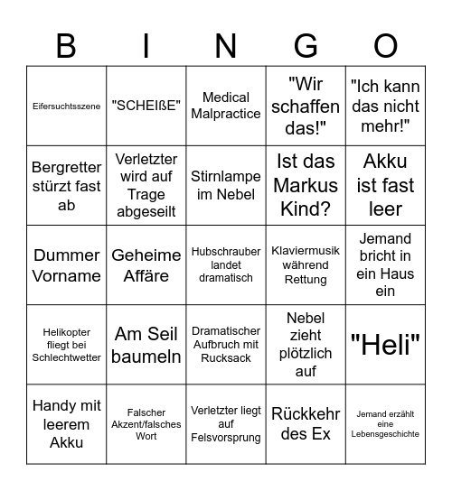 Bergretter Bingo Card