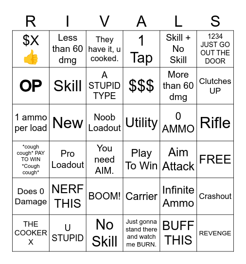 RIVALS Bingo Card