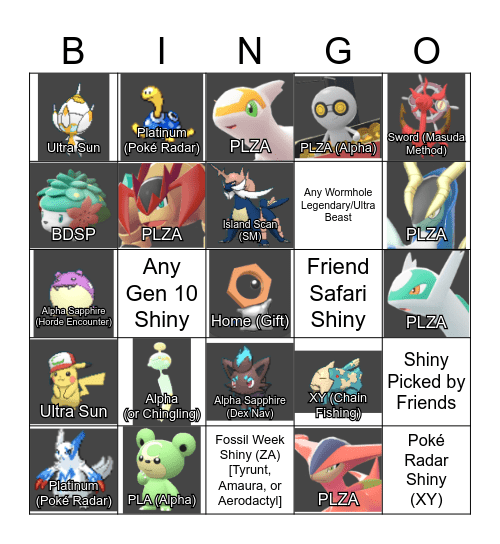 2026 Pokémon Shiny Hunt Bingo Card