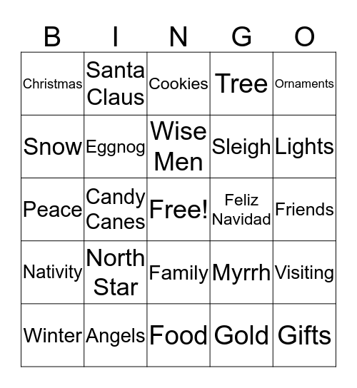 Christmas Holiday Bingo Card