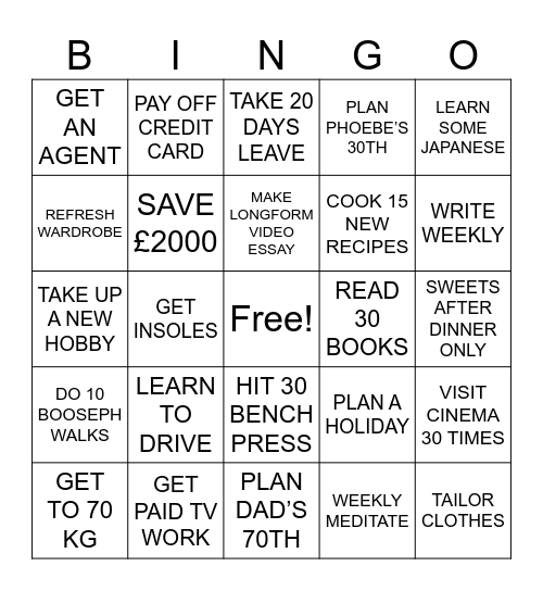 WILL 2026 Bingo Card