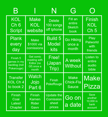 2026 New Years Resolutions Bingo Card