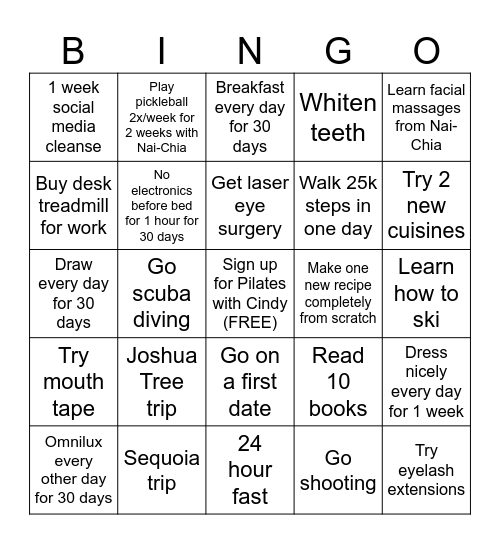 2026 Bingo Card