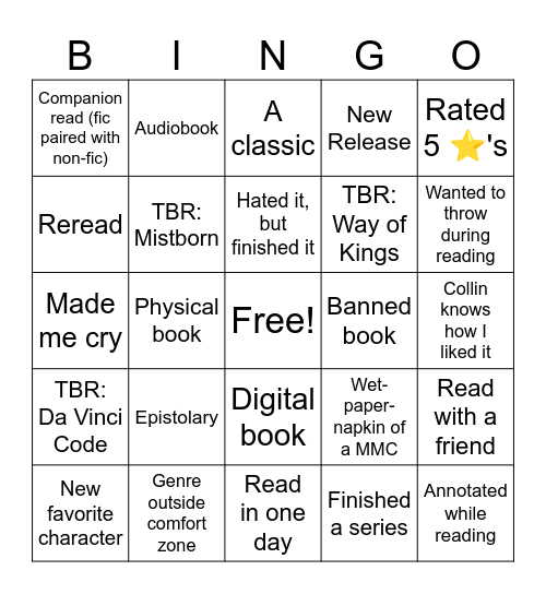 2026 Book Bingo Card