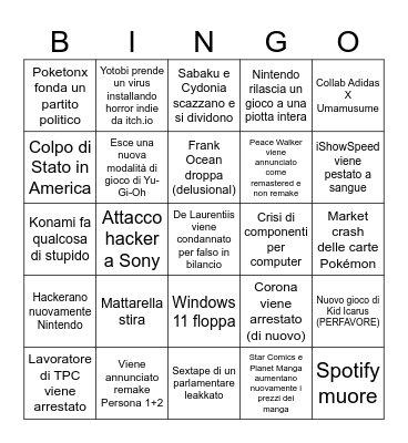 Bingo 2026 Bingo Card