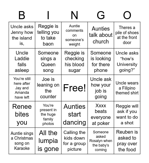 Nicolas Party Bingo Card
