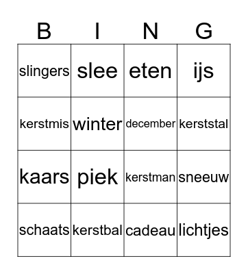 Kerstbingo Card