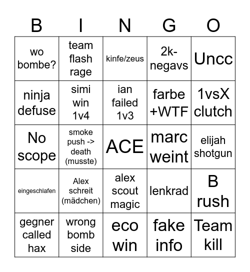5 man trink bingo Card