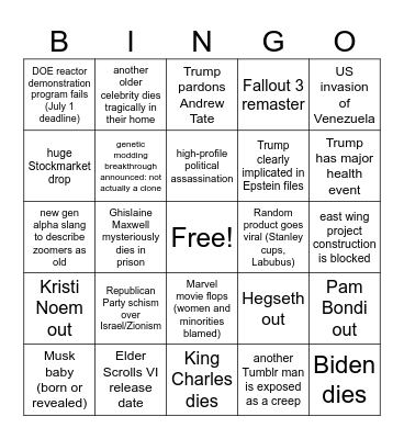 2026 Bingo Card