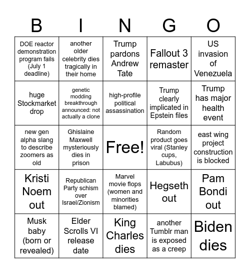 2026 Bingo Card