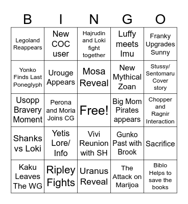 2026 One Piece Bingo Card