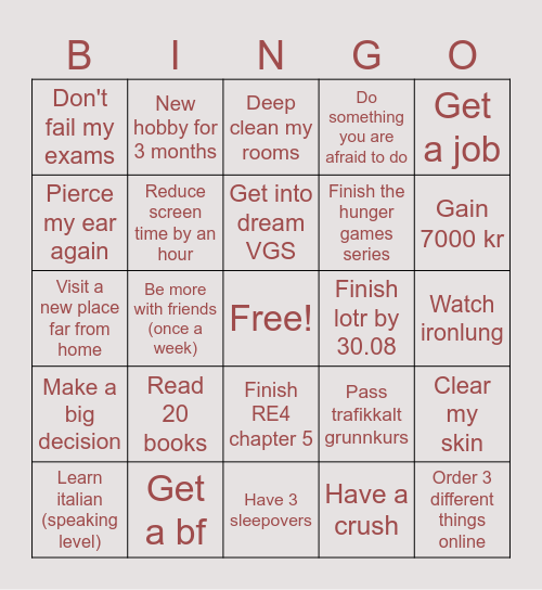 2026 Bingo Card