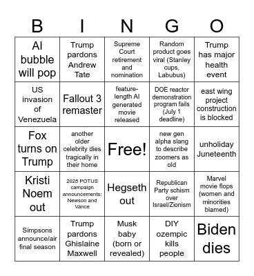 2026 Bingo Card