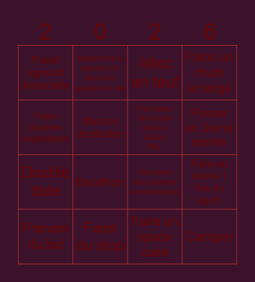 Bingo 2026 Bingo Card