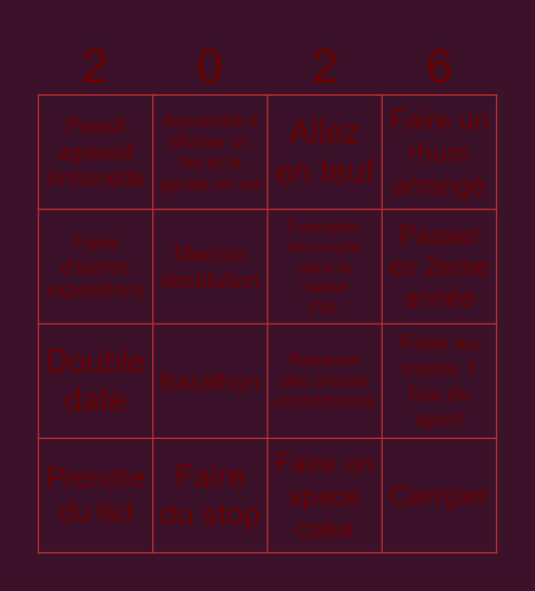 Bingo 2026 Bingo Card