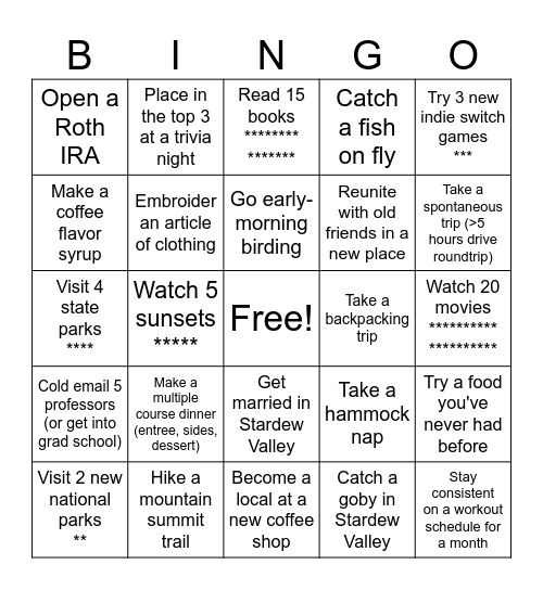 2026 Bingo Card Bingo Card