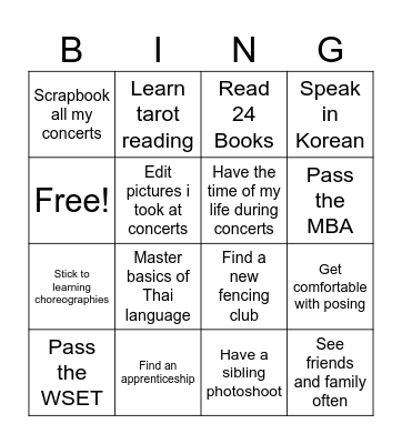 2026 Bingo Card
