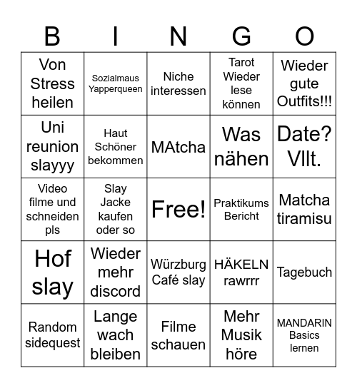 Januar bingo Card