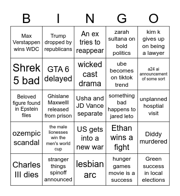 2026 Bingo Card