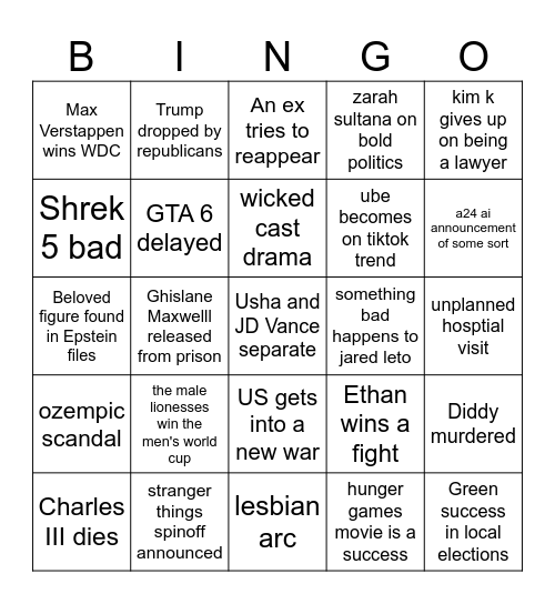 2026 Bingo Card