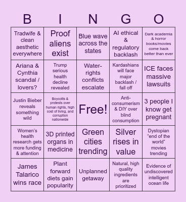 2026 Bingo Card