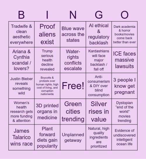 2026 Bingo Card