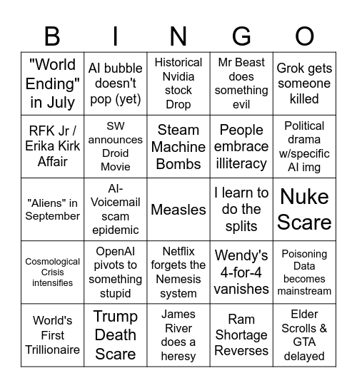 2026 Bingo Card