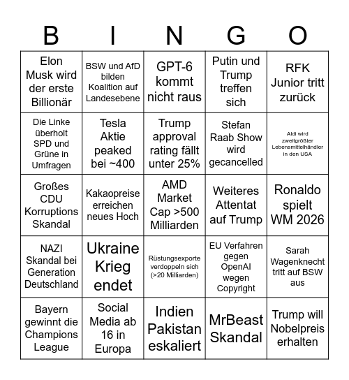 2026 Bingo Card