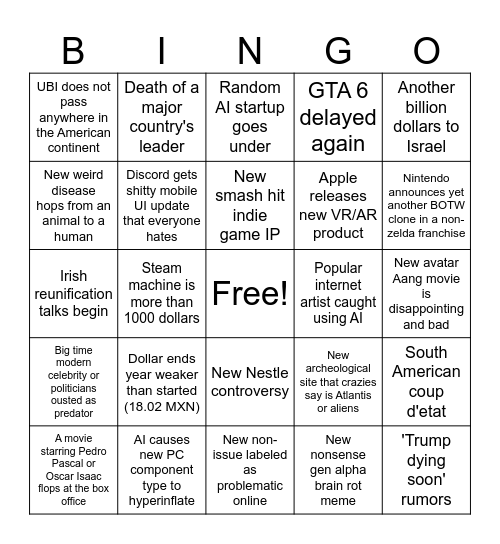 2026 Bingo Card