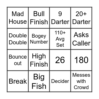 DARTS BINGO Card