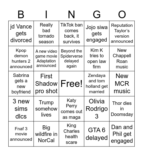 2026 Bingo Card