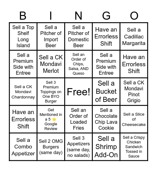 Server Bingo Card