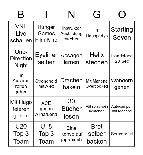 Alina 2026 Bingo Card