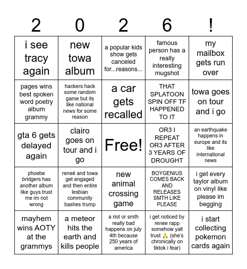 2026 bingo Card