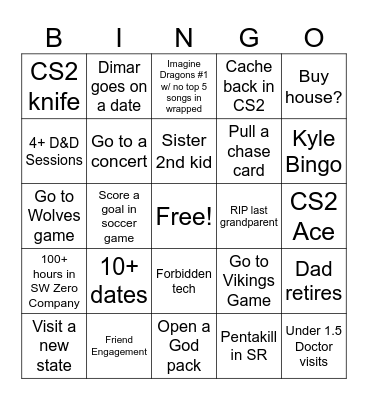 Alex 2026 Bingo Card