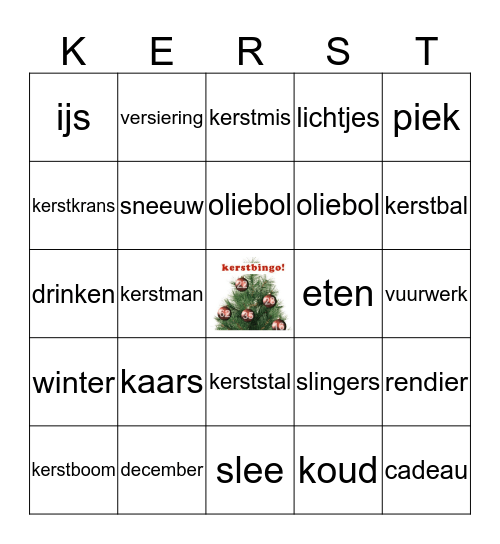 Kerstbingo Card