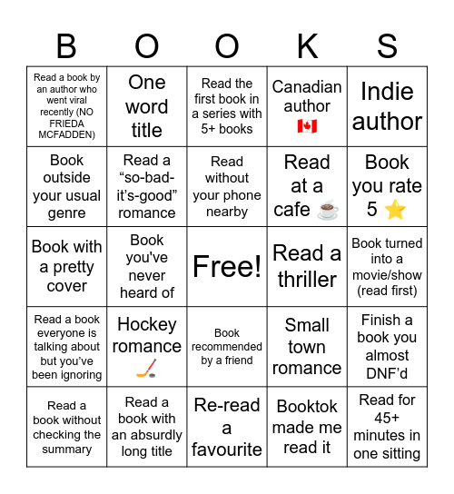 READING CHALLENGE Bingo Card